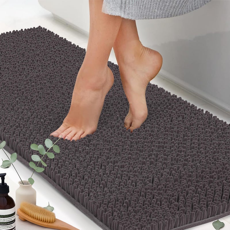 ITSOFT Chenille Bath Mats, Plush Absorbent Bath Mats Quick Dry, Soft & Machine Washable, Non Slip Carpet For Bathroom, Thick Bathroom Rugs, Shower Restroom Rug Mat, Alfombras De BaÃ±o, Bathrugs Matts, 59"x21" - Image 1
